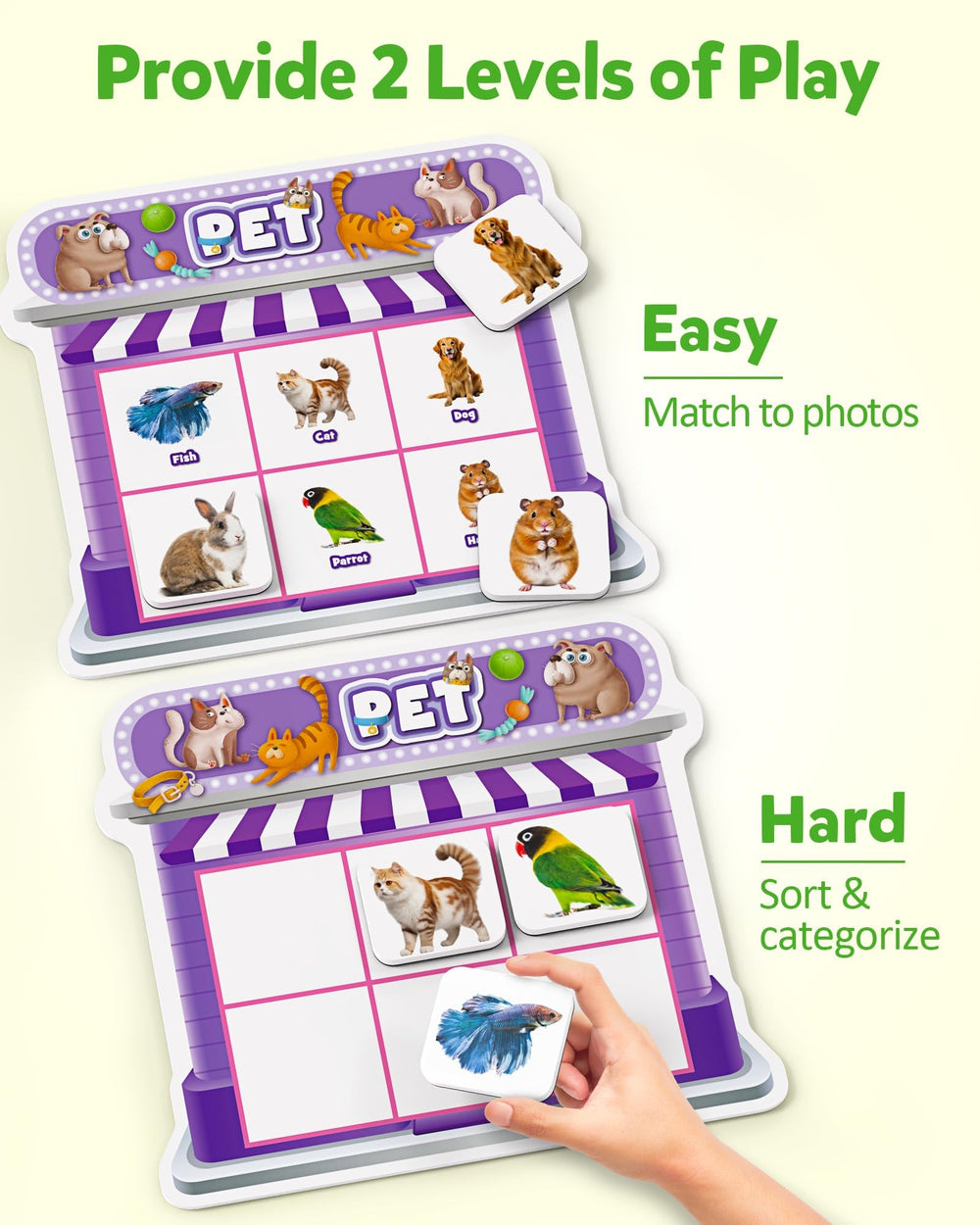 Coogam magnetic sorting grocery board boosts daily object recognition and memory.