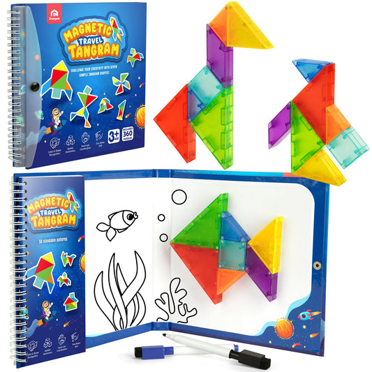 Coogam magnetic travel tangram tiles for portable learning on the go