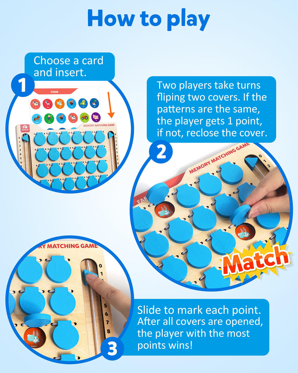 Coogam memory card sets showing 12 themes for varied educational play.