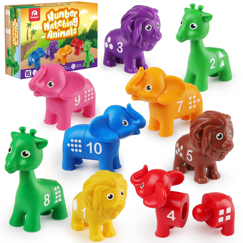 Coogam number matching set with colorful animal pieces for hands-on counting