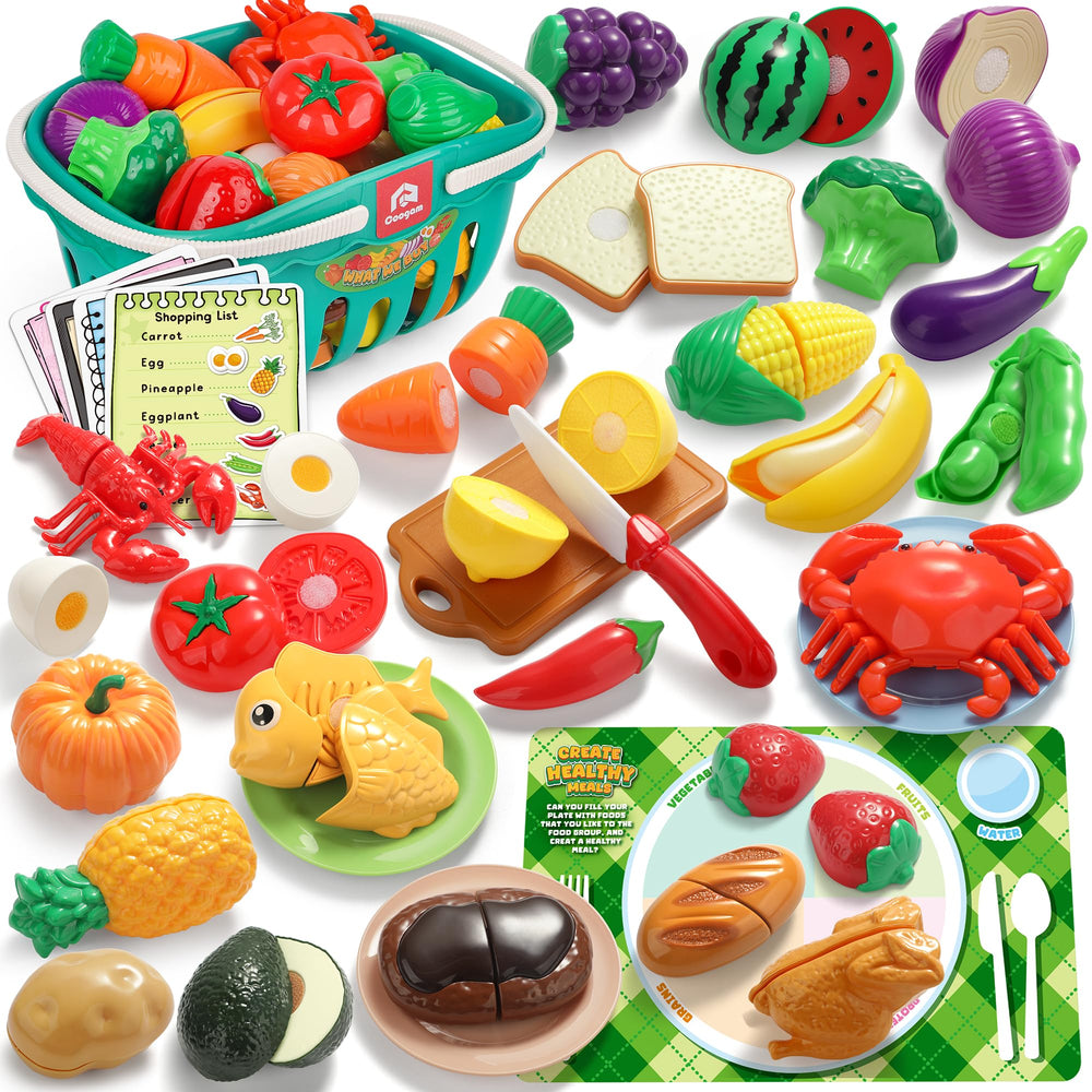 Coogam pretend play food set with colorful kitchen items for imaginative cooking