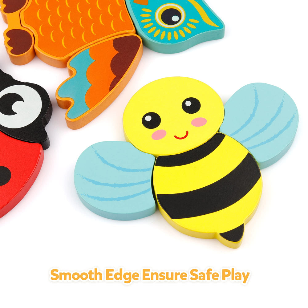 Coogam safe, durable wooden puzzle pieces for sturdy toddler play.