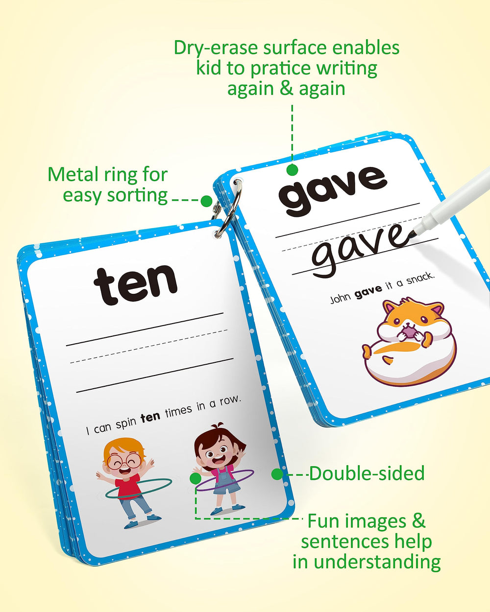 Coogam sight words flash cards sentences show context to improve word understanding