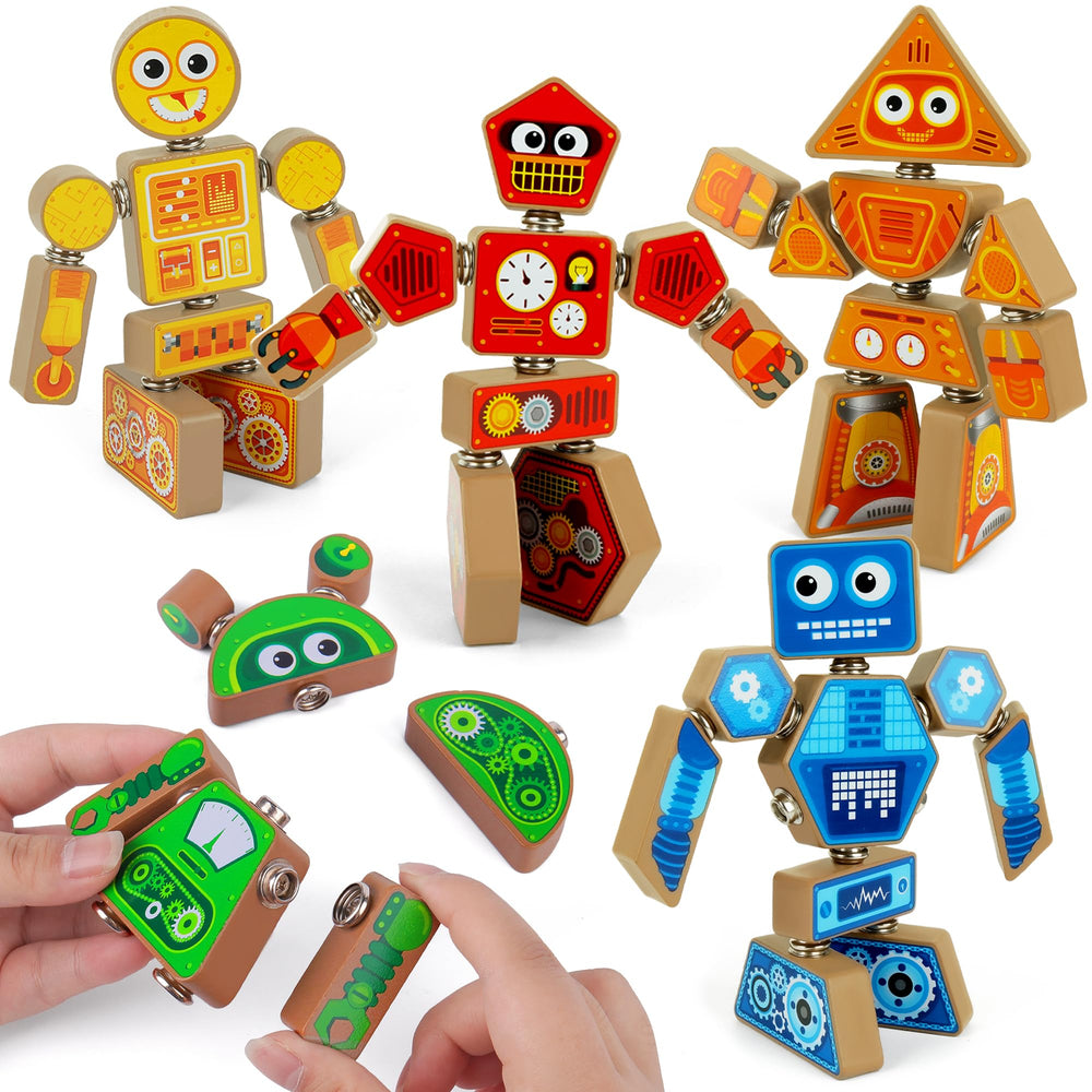 Coogam Snap Together Robot Builders in action showing hands assembling a robot for hands-on play.