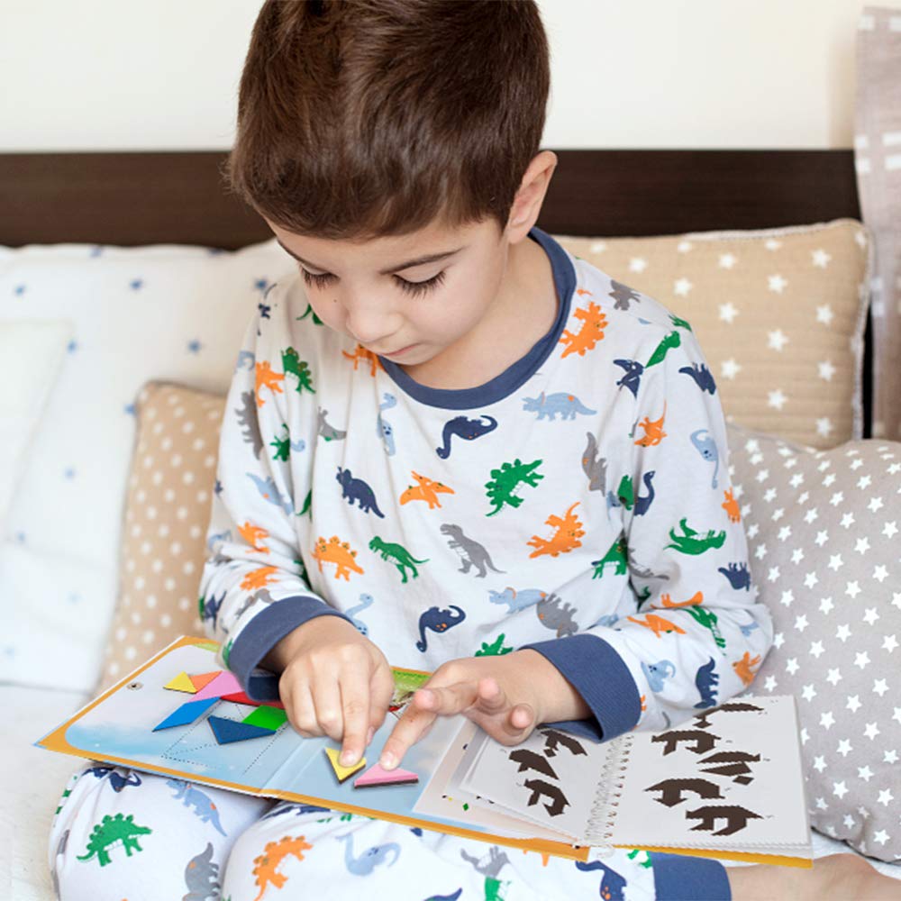 Coogam magnetic tangram board with colorful shapes for engaging learning.