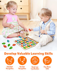 Coogam Montessori design pairs uppercase fish letters with lowercase board.
