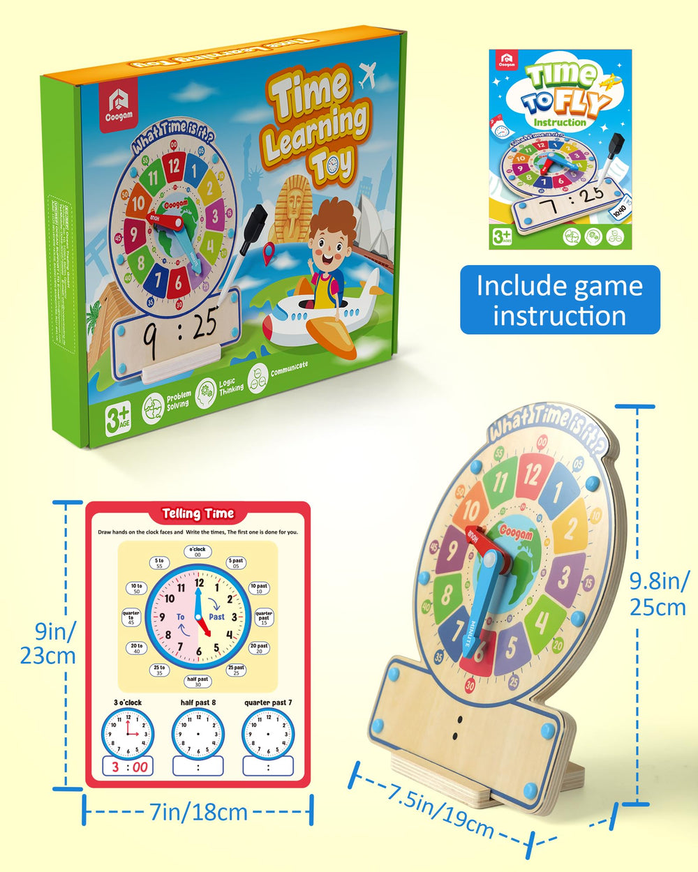 Coogam wooden clock is sturdy for classrooms and home schooling.