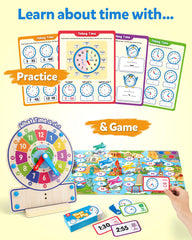 Coogam wooden clock displays digital time for quick reading practice.