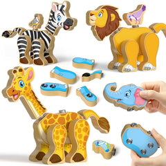 Coogam wooden animal blocks set for imaginative play and fine motor practice.