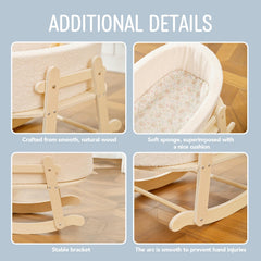 COOKIE BUNNY gift-ready wooden bassinet for kids who love imaginative play.
