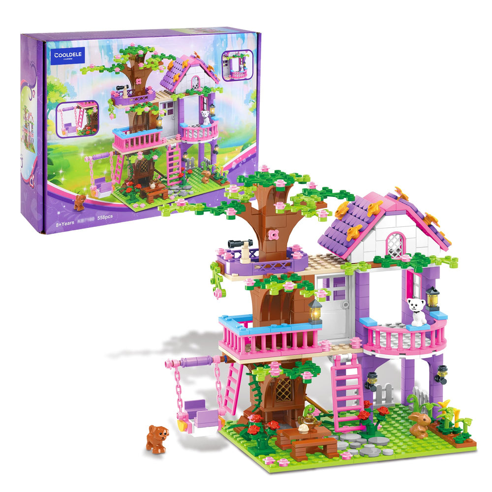 Cooldele Tree House Building Set forest scene with trees and figures for imaginative play
