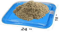 CoolSand natural 5-pound refill pack contents with storage container for organized indoor fun