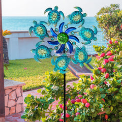 COOZZYHOUR metal sea turtle decor adds kinetic movement to patios.