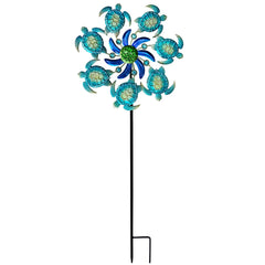 COOZZYHOUR sea turtle wind spinner stake enables quick setup in soft soil.