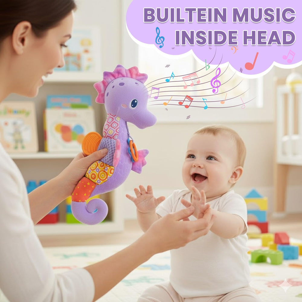 Coqin Seahorse crinkle paper enhances sensory exploration during tummy time