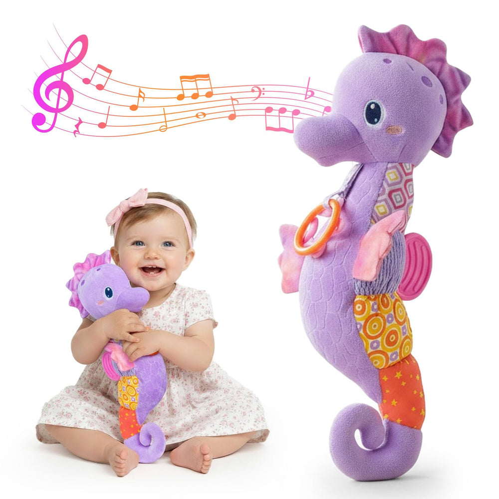 Coqin Baby Seahorse head-melody toy emits a gentle 15-second tune for newborns