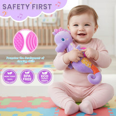 Coqin Seahorse rattle and squeaker encourage playful, responsive exploration