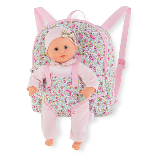 Corolle teddy-plush backpack for 30 cm dolls, pink, ideal for on-the-go play