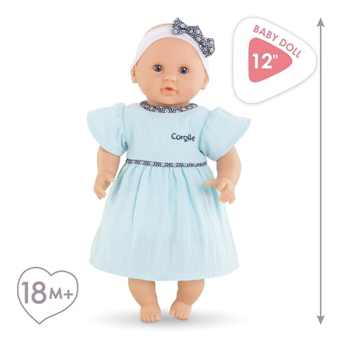 Corolle Bébé Calin Maud 12-inch soft body ideal for easy grasp.