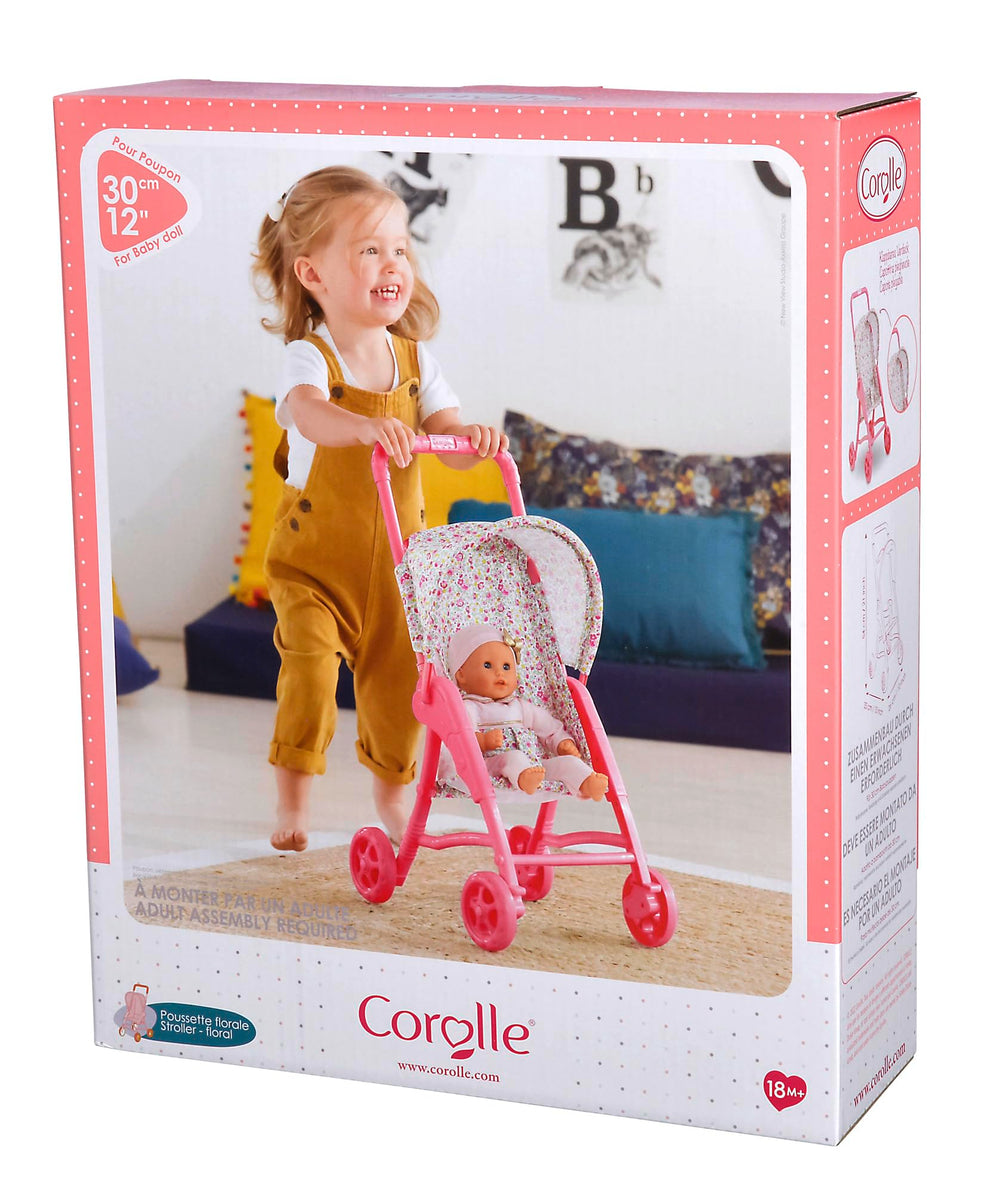 Comfortable grip handle sized for little caregivers during pretend outings.