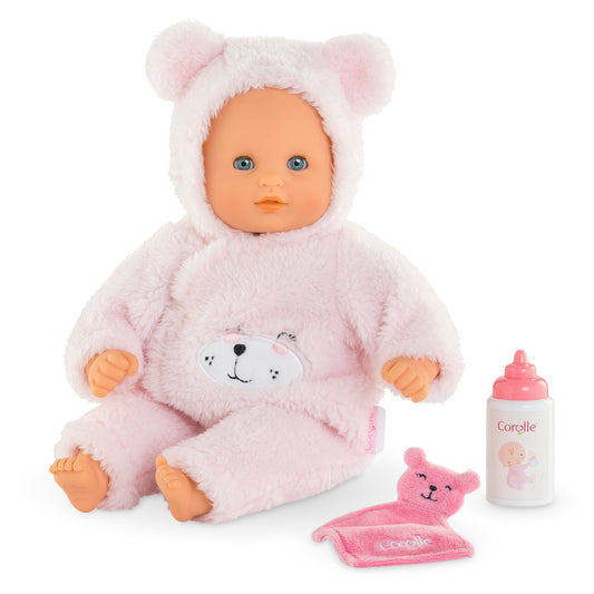 Corolle My First Cuddly Teddy Bear 12in vanilla scent comforts during play.