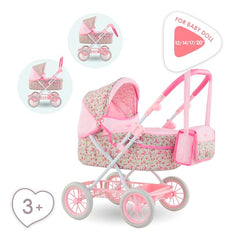Corolle stroller features adjustable canopy to shield dolls.