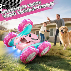 cosone pink RC car outdoor play on grass and sand