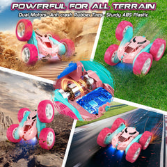 Cosone RC pink car 2.4GHz remote enables family racing.