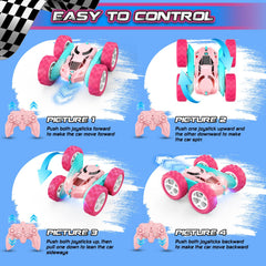 Cosone RC pink car headlights illuminated for evening play.