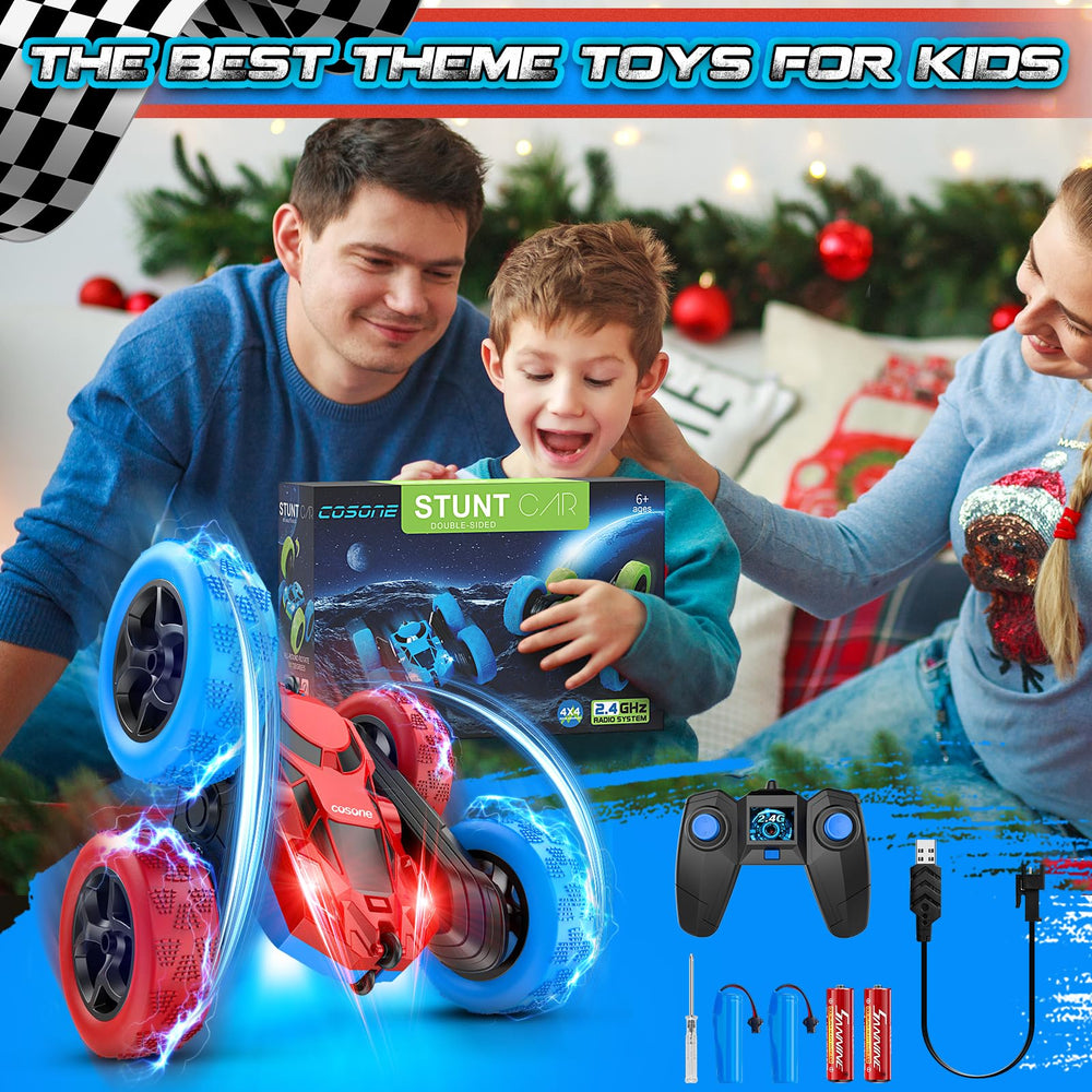 Cosone RC car gift set includes batteries and cable for quick play.