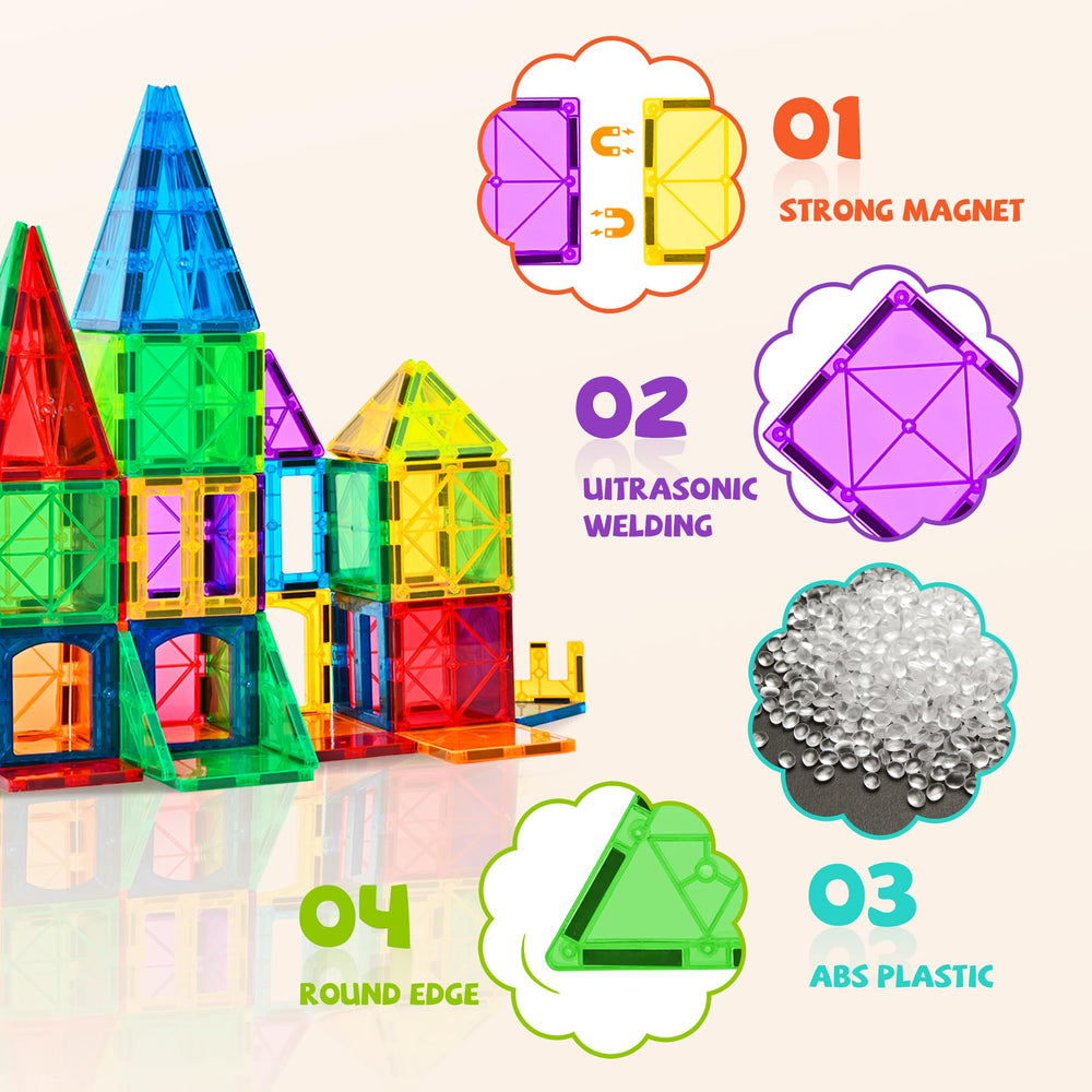 Cossy magnet tiles with strong magnets enabling stable builds