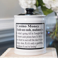 Cottage Creek Casino Money Piggy Bank gift box presentation makes gifting easy for any occasion.