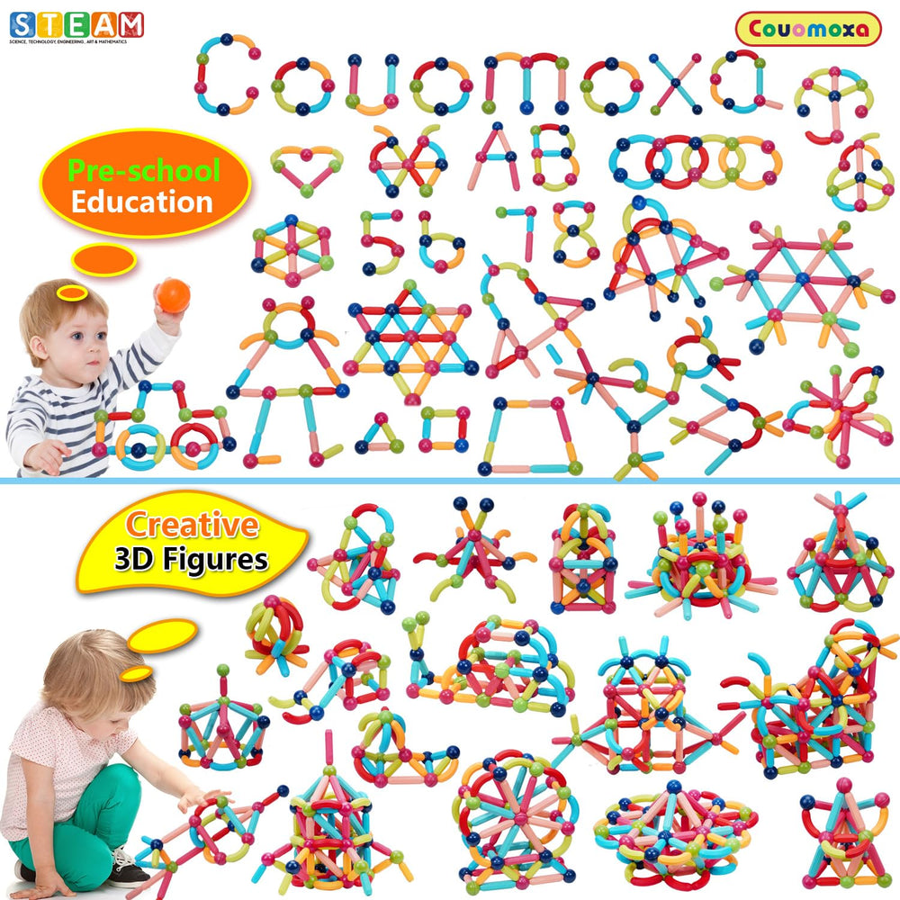 COUOMOXA magnetic toy with rods and balls supports collaborative and creative play