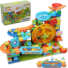COUOMOXA Marble Run 233pcs assembly promotes creativity and collaborative play.