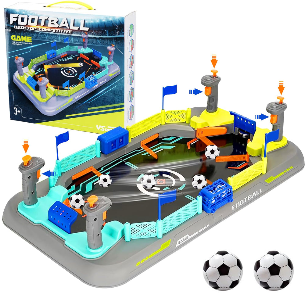 COUOMOXA mini soccer board game in action on a sleek table for family play.