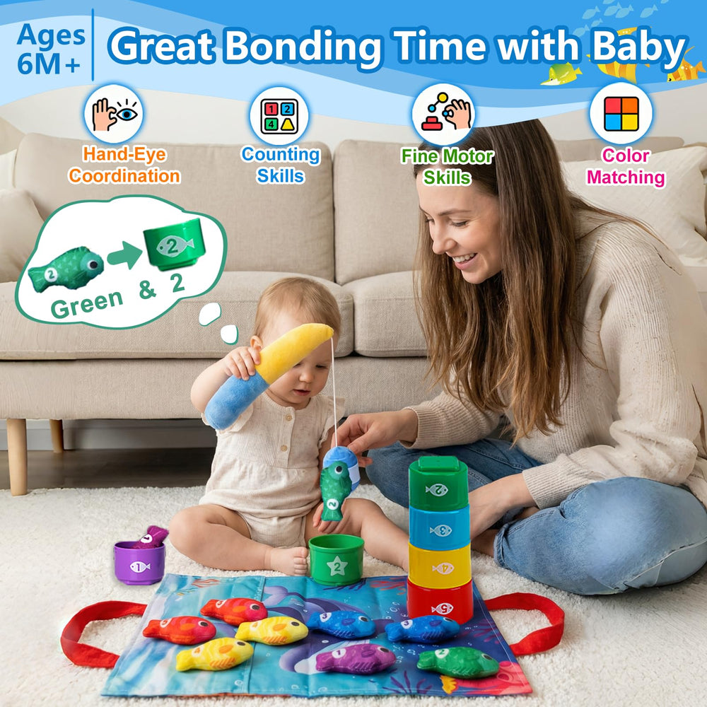 COUOMOXA felt fish collection supports color recognition through engaging fishing play.