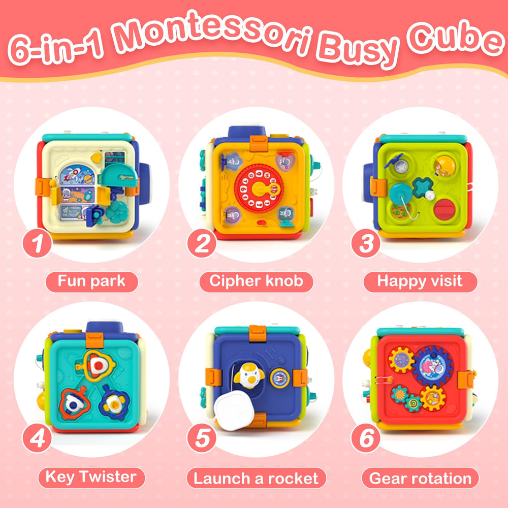 Covsen Busy Cube with push buttons enhances fine motor skills