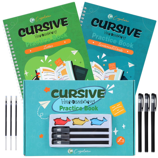 Cozodome grooved cursive workbook cover designed for kids learning handwriting