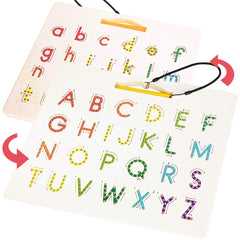 CozyBomB double-sided letter board supports uppercase and lowercase practice.