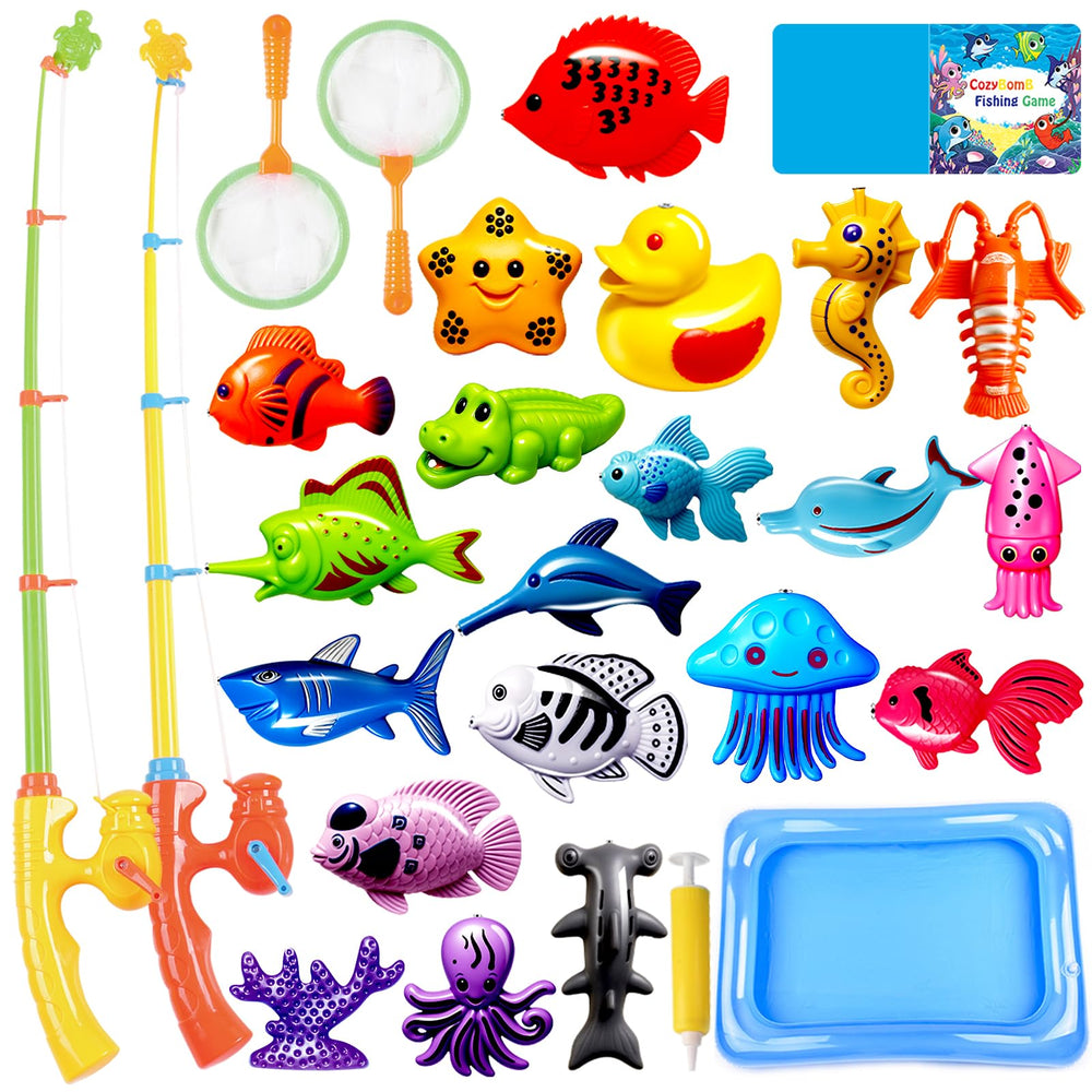 CozyBomB magnetic fishing toy set with 20 fishes enhances hand eye coordination