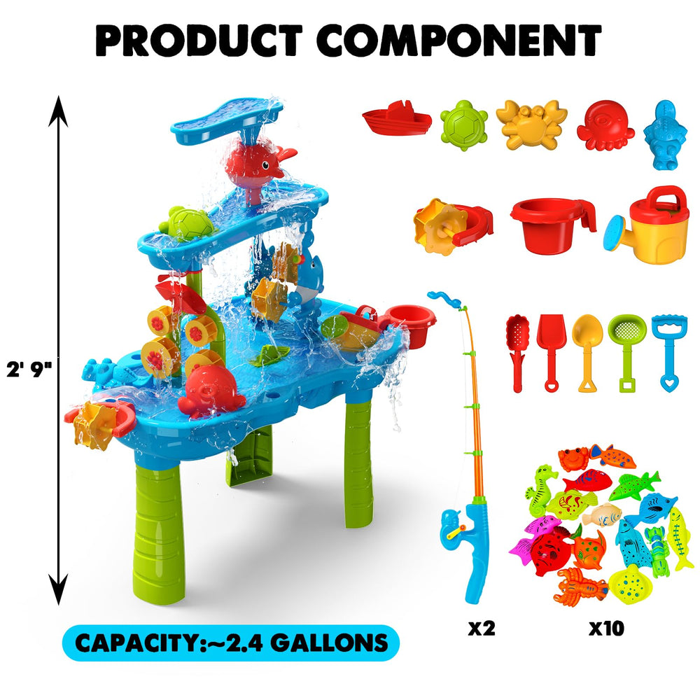 CozyBomB magnetic fishing toy included with the water table.