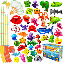 CozyBomB magnetic fishing toys set at a water table boosting hand-eye coordination.