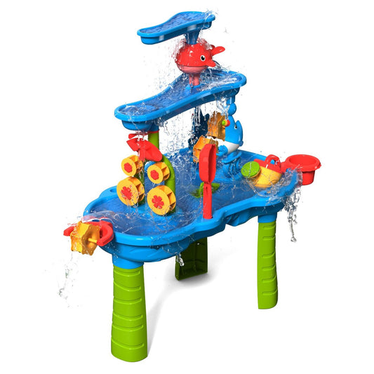 CozyBomB water table for toddlers showcasing a 3-tier waterfall for sensory outdoor play.