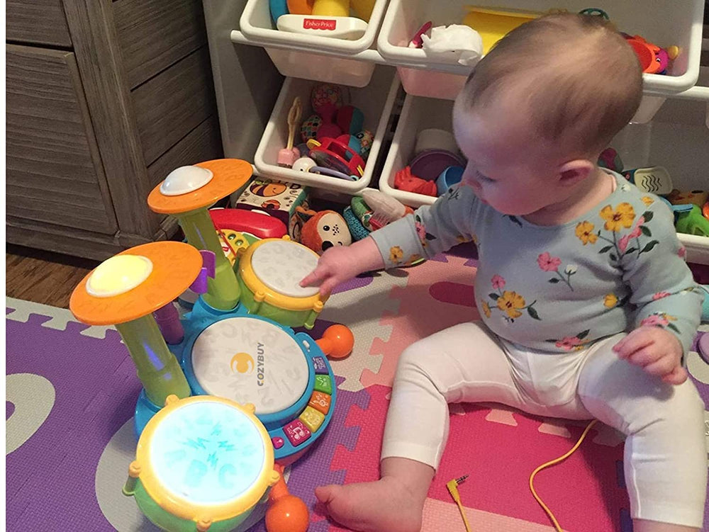 Cozybuy drum set volume control helps protect ears.