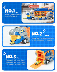 Cozycharm 12 die-cast dinosaur cars lined up for fast-paced racing fun.