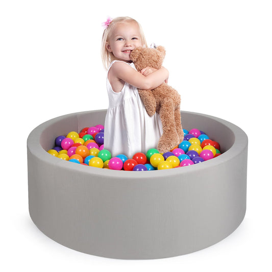COZYTRAUM Foam Ball Pit setup demonstrates spacious 35-inch diameter for toddler play.