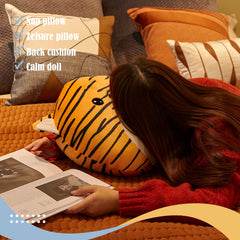 CozyWorld tiger plush in-hand: soft, marshmallow-like texture.