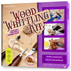 Craft Culture Wood Whittling Kit contents shown for beginners.