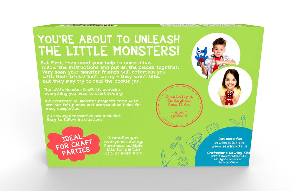 CRAFT KIT Little Monsters kid-friendly projects for solo or group crafting.