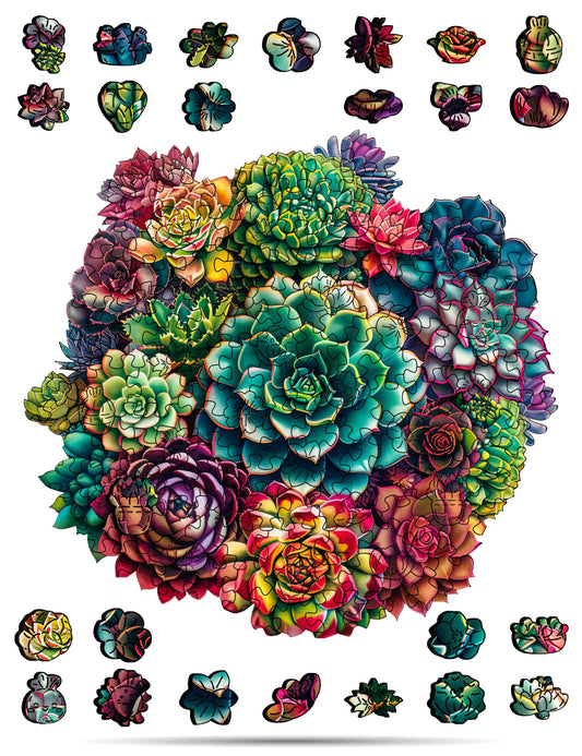 CRAFTHUB Flowers puzzle A3 mandala with succulent motifs for relaxing evenings.